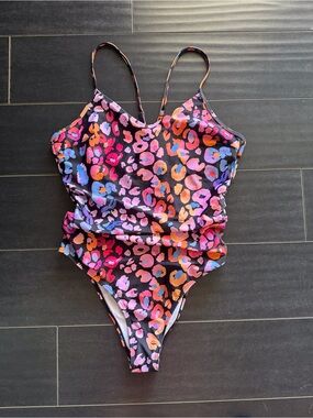 Girls' Multicolor Leopard Print One-Piece Swimsuit